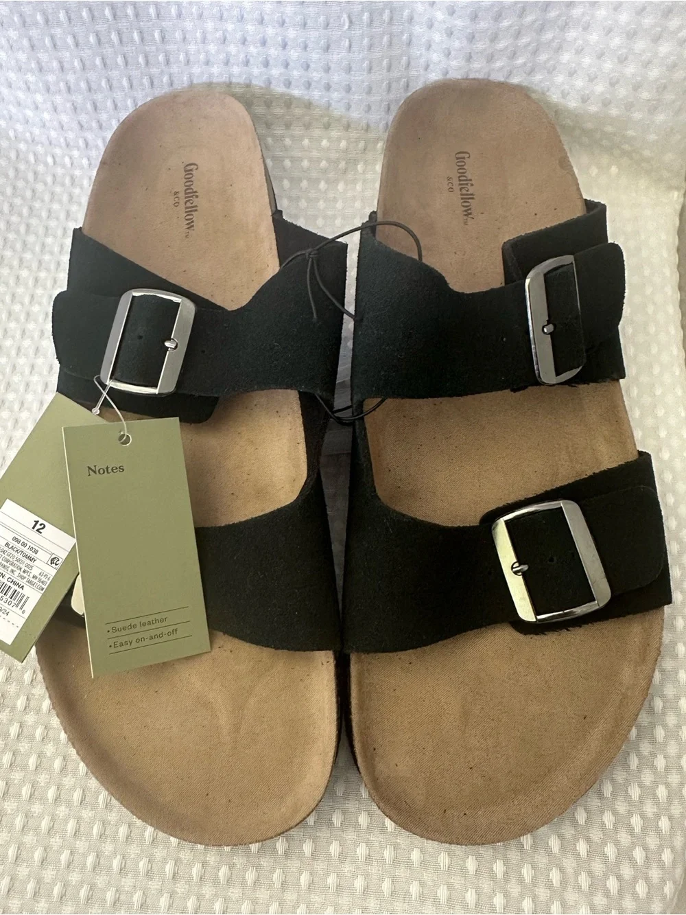 Goodfellow & Co Size 12 Tommy Black Suede Double-Buckle Men’s Sandals